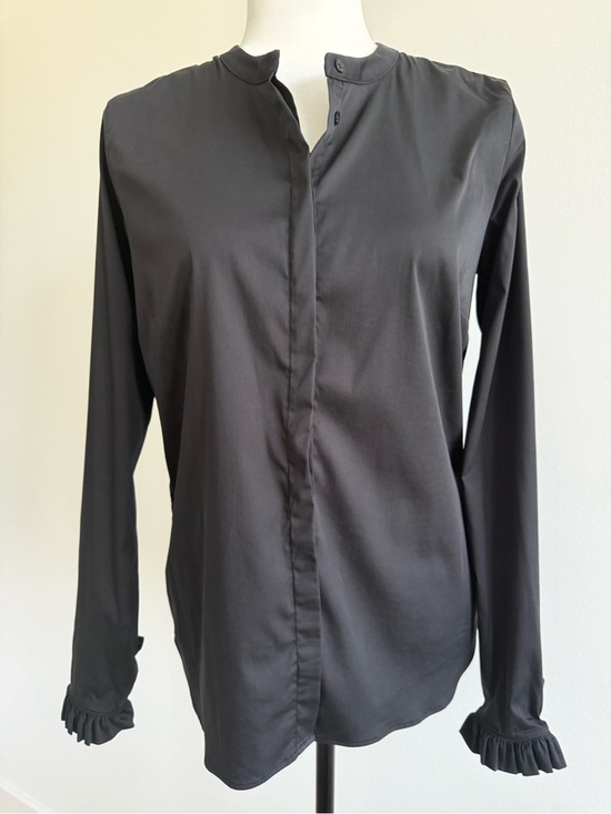 Mos Mosh Tops - MOS MOSH Womens Black Long-Sleeve Ruffle Cuff Blouse